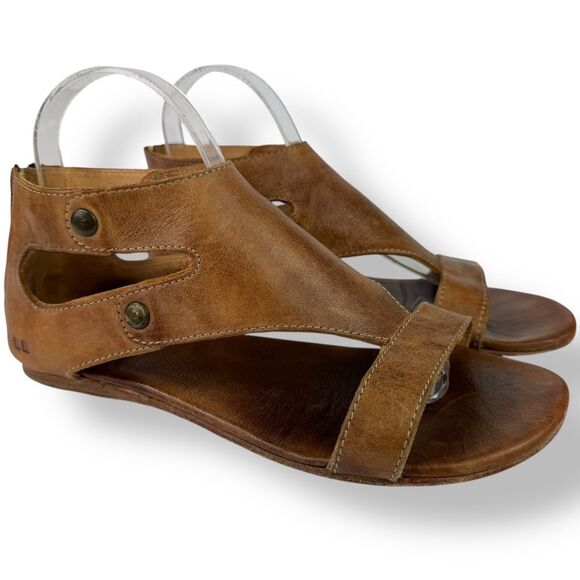 Bed Stu Soto Brown Tan Rustic Leather Sandal Flat Studded Distressed Gladiator 9 - Picture 3 of 14